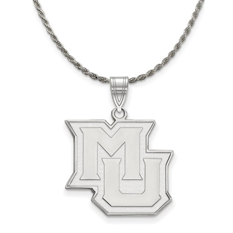 Sterling Silver Marquette U Large 'Mu' Pendant Necklace - 24 Inch